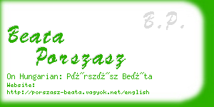 beata porszasz business card